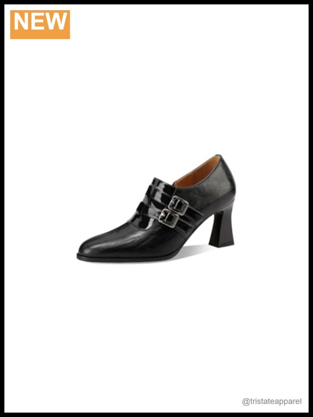 Round Toe Mid Spool Heel Pumps Genuine Leather Business Casual